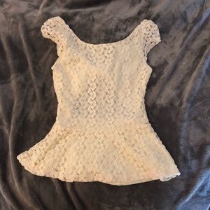 🆕Pacsun crochet open back lace bow top XS cream